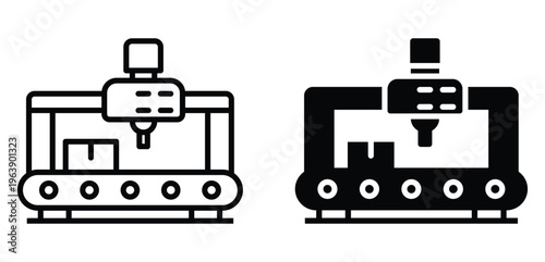 Industrial Conveyor System with Robotic Arm for Package Handling and Movement