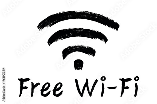 Hand drawn free wifi spot zone sign Public wi-fi area sign Wireless internet clipart in doodle style Single element for print, web, design, decor 3G, 4G, 5G, 6G, IoT