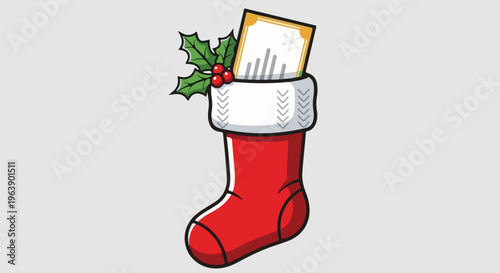 A festive red Christmas stocking overflows with festive cheer and holiday spirit