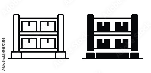 Simple Shelf Design with Storage Boxes in Line Art Style for Minimalist Use