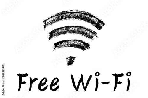 Hand drawn free wifi spot zone sign Public wi-fi area sign Wireless internet clipart in doodle style Single element for print, web, design, decor 3G, 4G, 5G, 6G, IoT