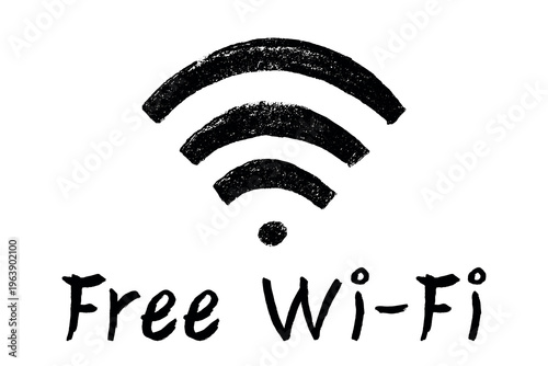 Hand drawn free wifi spot zone sign Public wi-fi area sign Wireless internet clipart in doodle style Single element for print, web, design, decor 3G, 4G, 5G, 6G, IoT