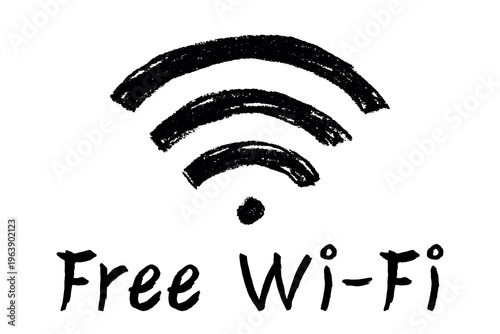 Hand drawn free wifi spot zone sign Public wi-fi area sign Wireless internet clipart in doodle style Single element for print, web, design, decor 3G, 4G, 5G, 6G, IoT