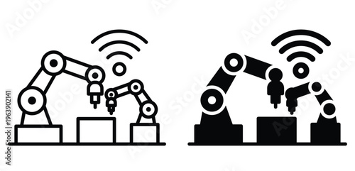 Robots Performing Automated Tasks with WiFi Connectivity in Modern Factory