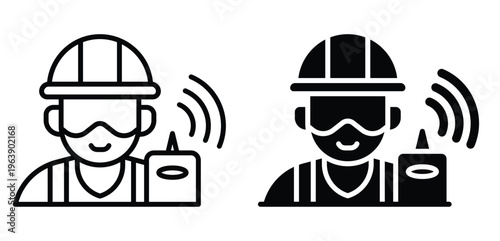 Construction Worker with Headset and Tool - Communication in Industry
