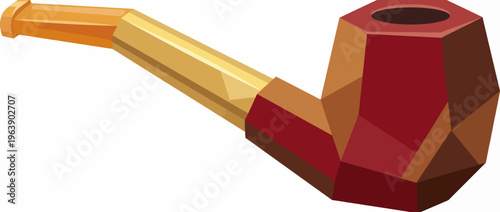 A geometric illustration of a smoking pipe rendered in warm colors, capturing a classic vintage vibe, perfect for artistic, literary, or nostalgic project themes.