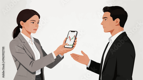 Business people discussing stock chart