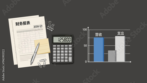 Financial report and calculator on desk