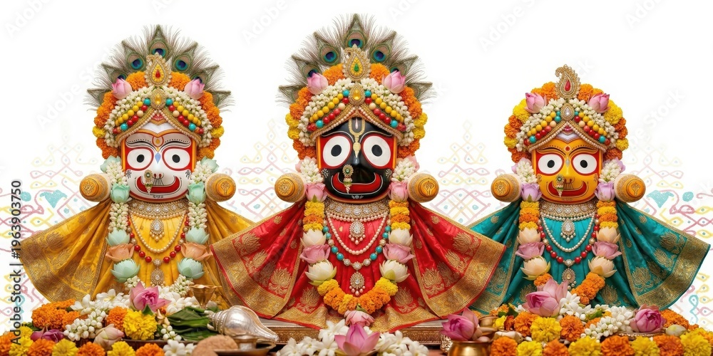 Fototapeta premium Jagannath Trio Vibrant Hindu Festival Background