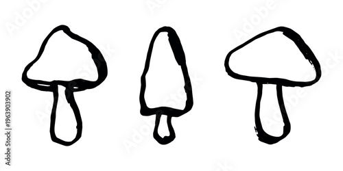 Hand drawn mushroom doodle set Botanical illustration Cute autumn mushroom Healthy eco food Organic vegetarian food For stickers, greeting card, design, print, packaging, decor, kids books