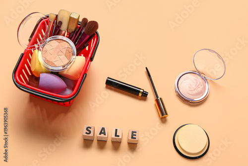 Shopping basket with makeup...