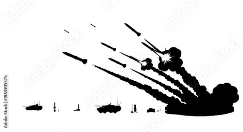 Military Tanks Firing Cannons and Shells.