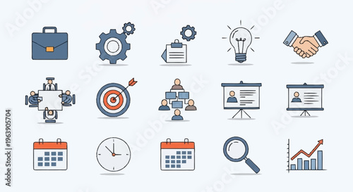 Business and Management Icons - Strategy, Planning, and Collaboration.