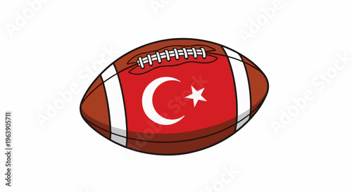 A cartoon illustration of an American football featuring the Turkish flag