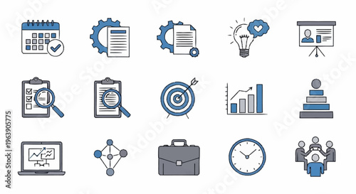 Business and Project Management Icons - Planning, Strategy, and Execution.