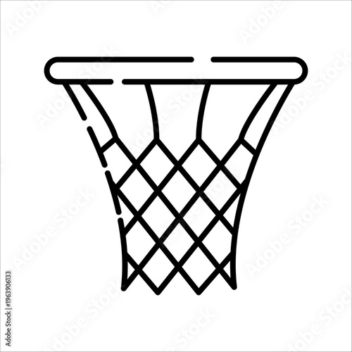 Simple basketball net icon in minimalist line art style isolated on white background