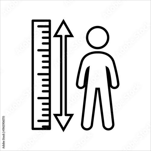 Male Height Measurement Vector Icon or Human Height Scale and Growth Indicator Icon".