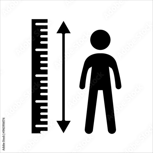Male Height Measurement Vector Icon or Human Height Scale and Growth Indicator Icon".
