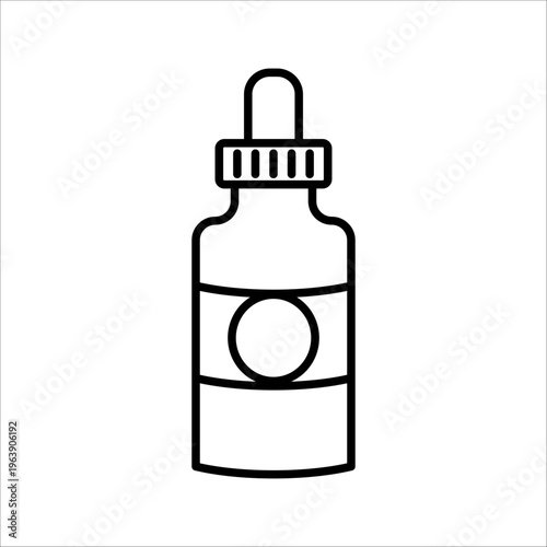 Minimalist pipette bottle vector isolated on white. Featuring a glass dropper for chemical liquids, laboratory experiments, and scientific research themes.
