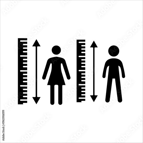 Measurement Set Vector Icons of Male Height Measurement or Human Height Scale and Growth Indicator Icons".
