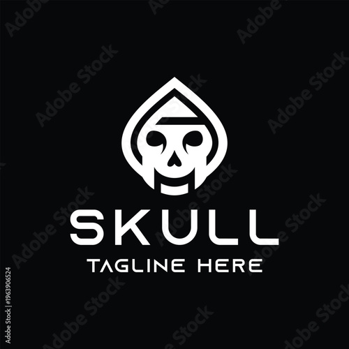 Letter A Skull Bone Logo skeleton Design symbol Graphic Vector