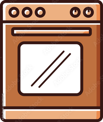 Kitchen electric oven appliance illustration for home cooking and residential interior design needs.