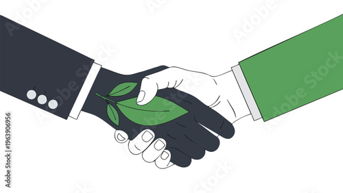 Sustainable Business Partnership Handshake, Green Business Deal, Eco-Friendly Agreement