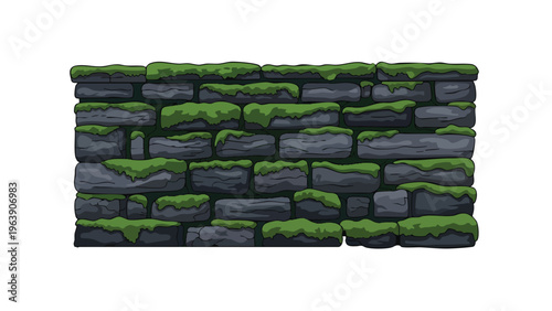 Textured Stone Wall Background with Moss - Natural Element for Design & Decor