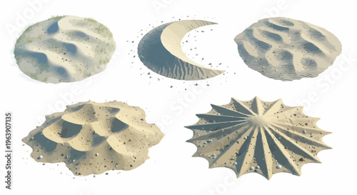 Set of Stylized Sand Dune Shapes and Desert Elements