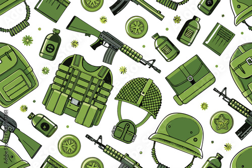 Stunning Army Gear Seamless Bold Tones Min Premium Digital Asset