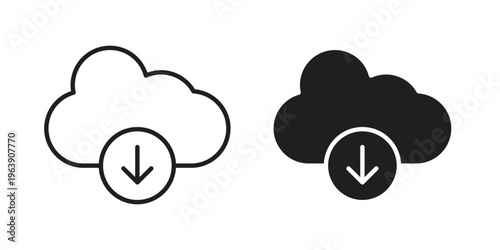Download from Cloud icon and symbol. Vector logo design element.