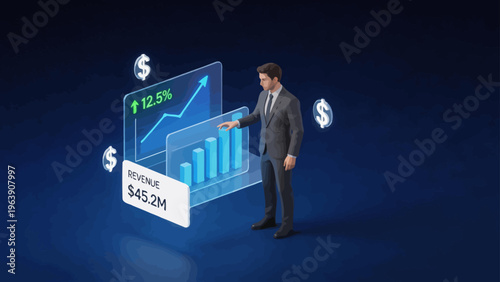 Businessman with revenue growth chart