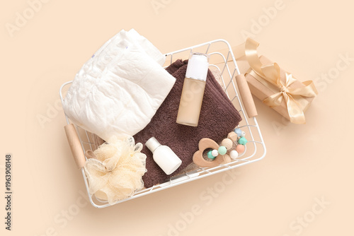 Basket with gifts for baby ...