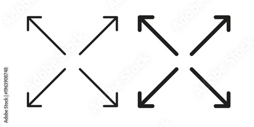 Expand icon and symbol. Vector logo design element.