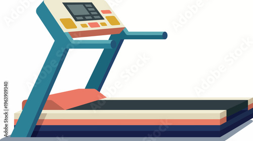 A modern illustration of a treadmill, designed with vibrant colors for exercise enthusiasts, symbolizing a commitment to fitness and an active lifestyle in contemporary wellness culture.