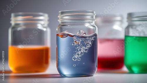 spinor. Time-lapse of colorful liquid in a glass jar with rising bubbles. bar promotions, beverage menus, designed for product packaging and bar promotions, used by marketing managers.