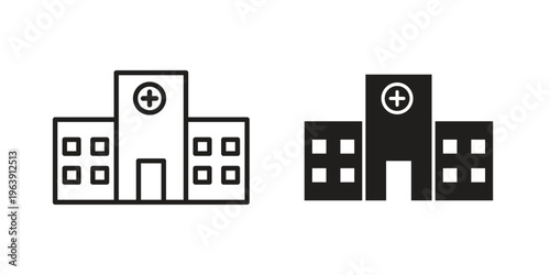 Hospital icon and symbol. Vector logo design element.