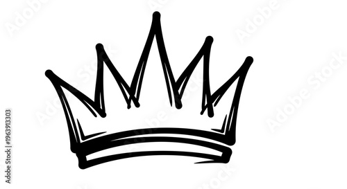 A simple hand drawn crown icon in black on a white background