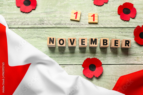 Poppy flowers with flag of ...