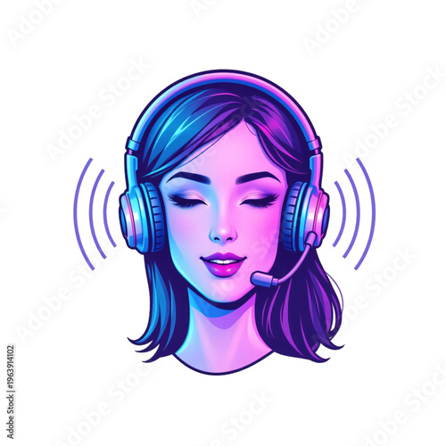 Listening to music while working home office digital artwork vibrant colors close up relaxation and focus