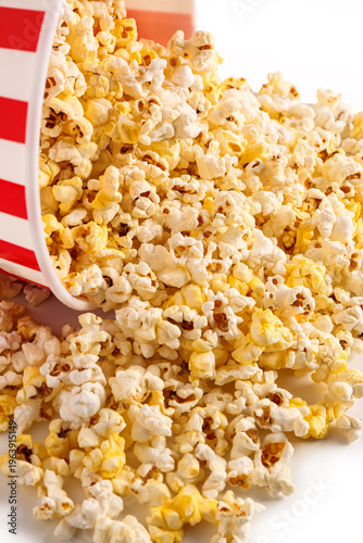 Bucket with tasty popcorn o...