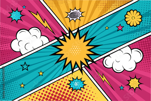 Obraz na płótnie Pop Comic With Shapes Premium Digital Asset Great for Commercial Projects