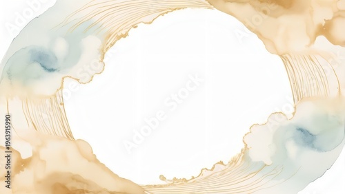 水彩表現を活かした青海波ゴールド和風背景素材