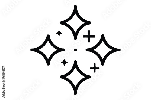 Sparkling starburst icon for abstract effects, celebration, or highlighting important elements in design, clean line art illustration