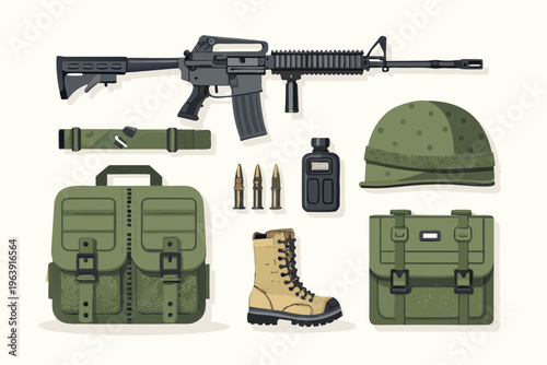 Crisp Soldier Equipment Bold Olive And Bla Creative Visual