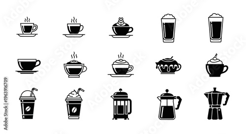 Set of Coffee and Tea Drink Icons