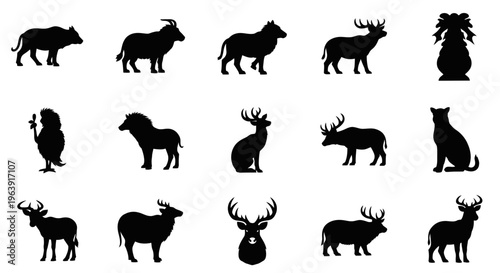 Collection of Wild Animal Silhouettes Set
