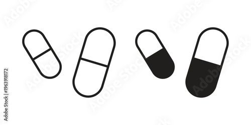 Pill icon and symbol. Vector logo design element.