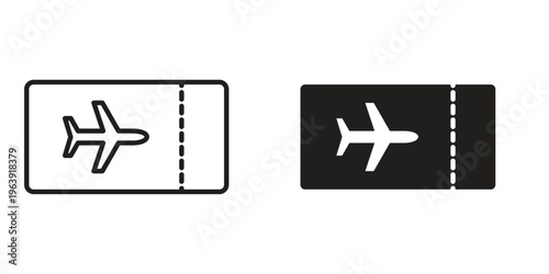 Plane Ticket icon and symbol. Vector logo design element.