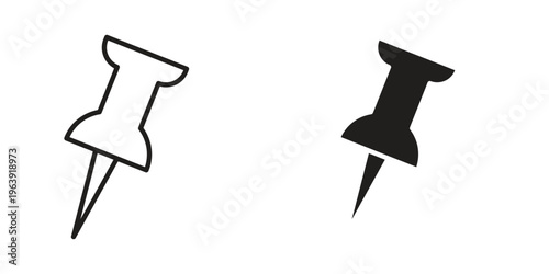Push pin icon and symbol. Vector logo design element.